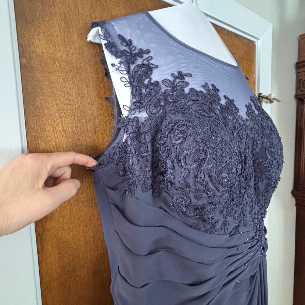 Azazie Endora Stormy A-Line Scoop Lace Chiffon Dress A18